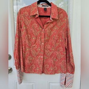 Liz Claiborne Red Paisley Blouse 14